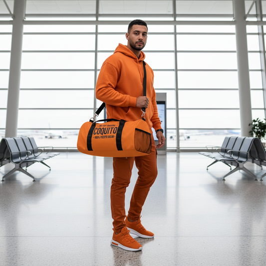 Papaya Coquito Duffel Bag — "No Soy Basura" 100% Puerto Rican Travel Gym Bag