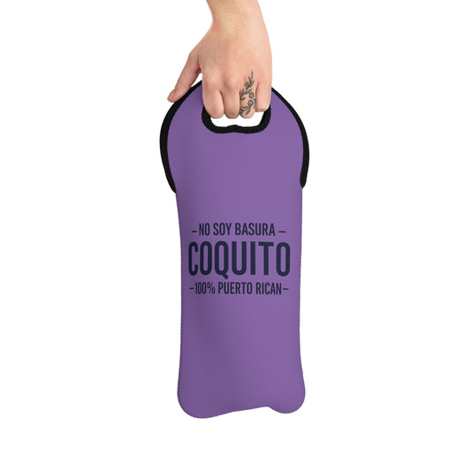Lavender Coquito Tote Bag - "No Soy Basura Coquito" 100% Puerto Rican Neoprene Bottle Carrier