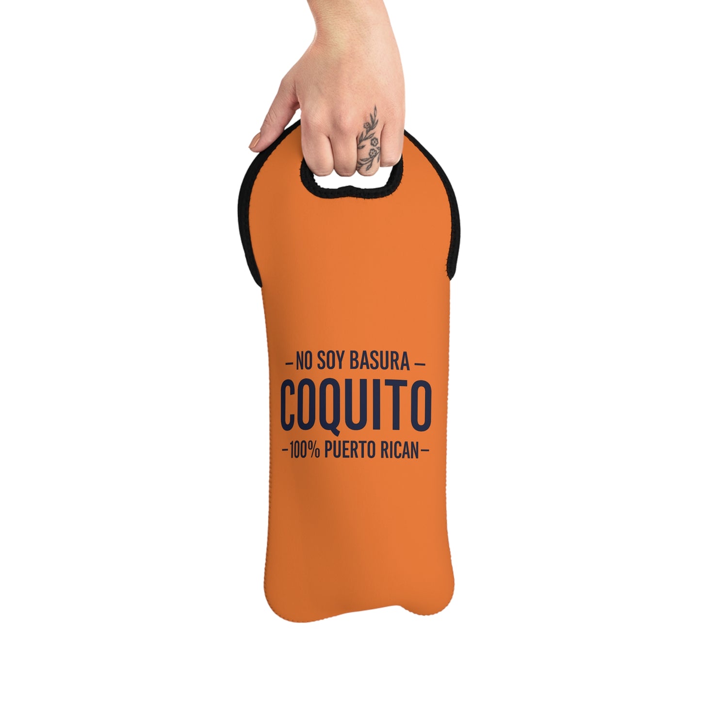 Papaya Coquito Tote Bag — "No Soy Basura Coquito" Puerto Rican Bottle Carrier