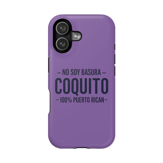 Lavender Coquito Phone Case — "No Soy Basura, Coquito" 100% Puerto Rican Impact-Resistant Case