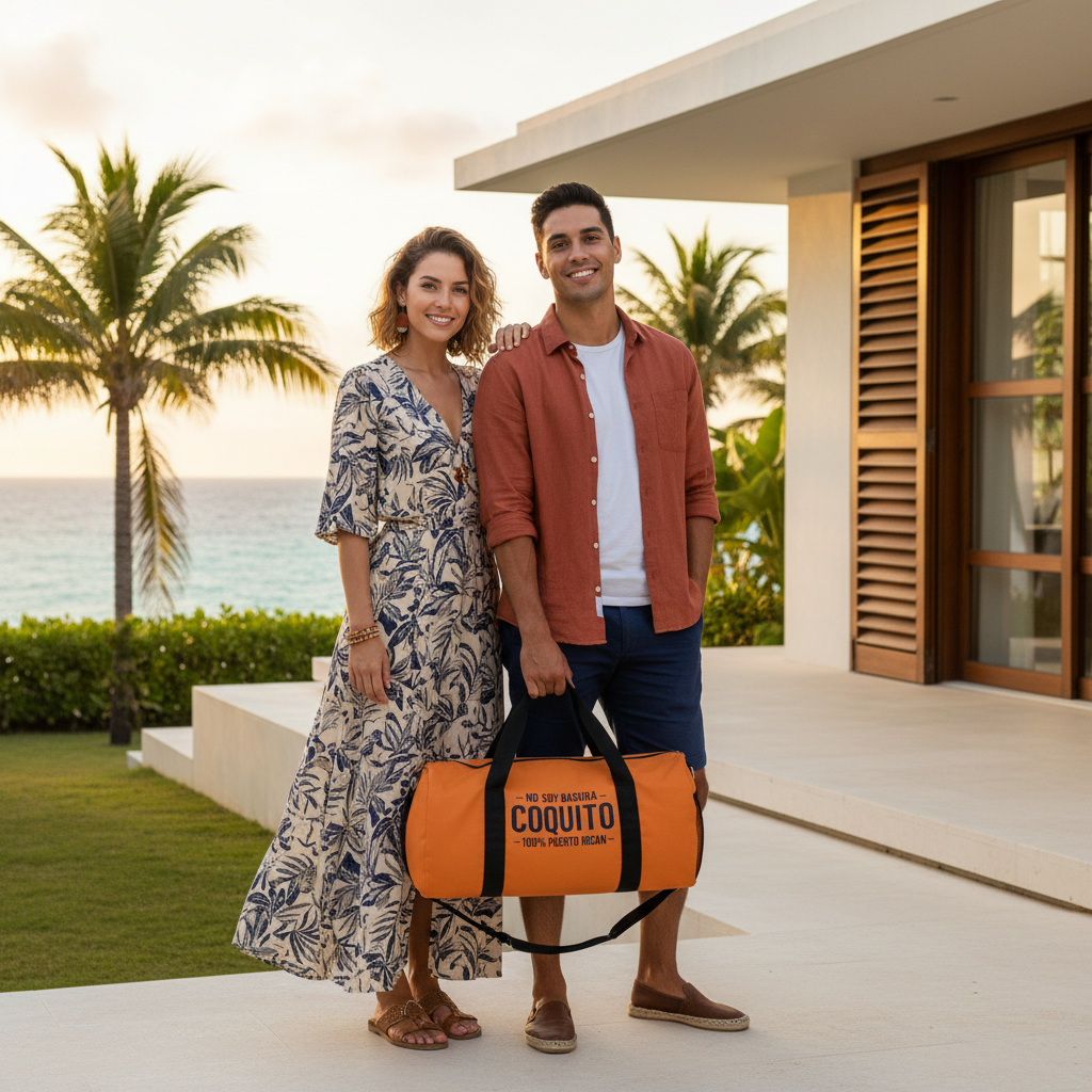 Papaya Coquito Duffel Bag — "No Soy Basura" 100% Puerto Rican Travel Gym Bag