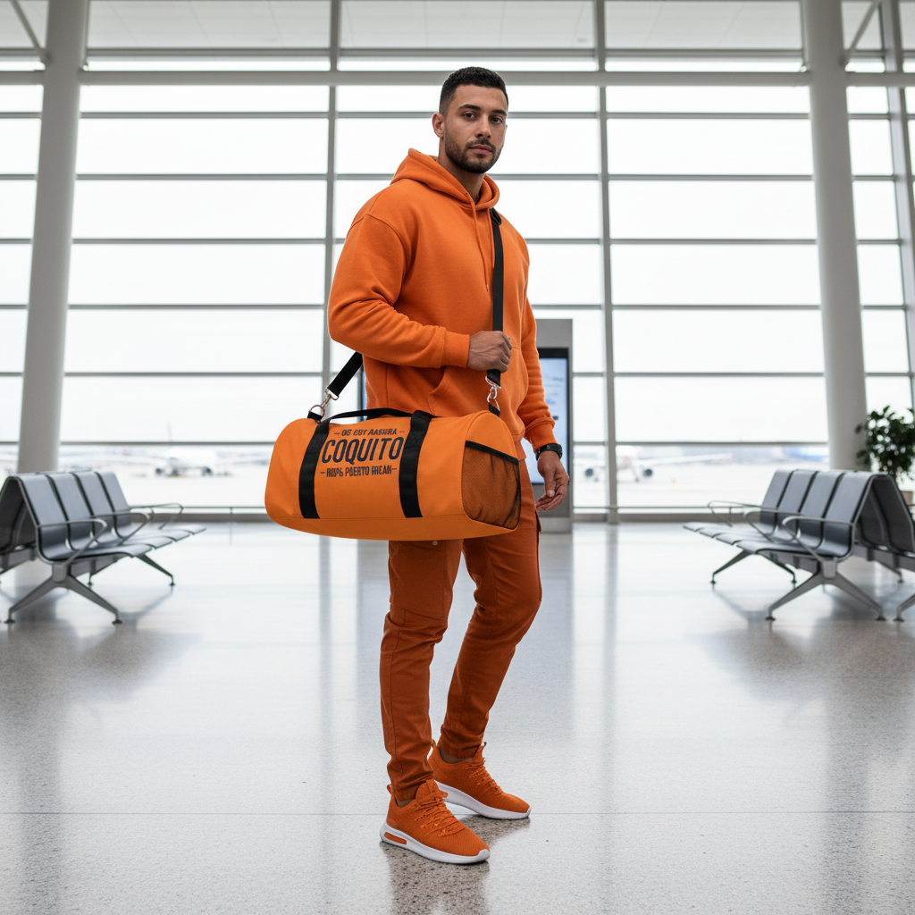 Papaya Coquito Duffel Bag — "No Soy Basura" 100% Puerto Rican Travel Gym Bag