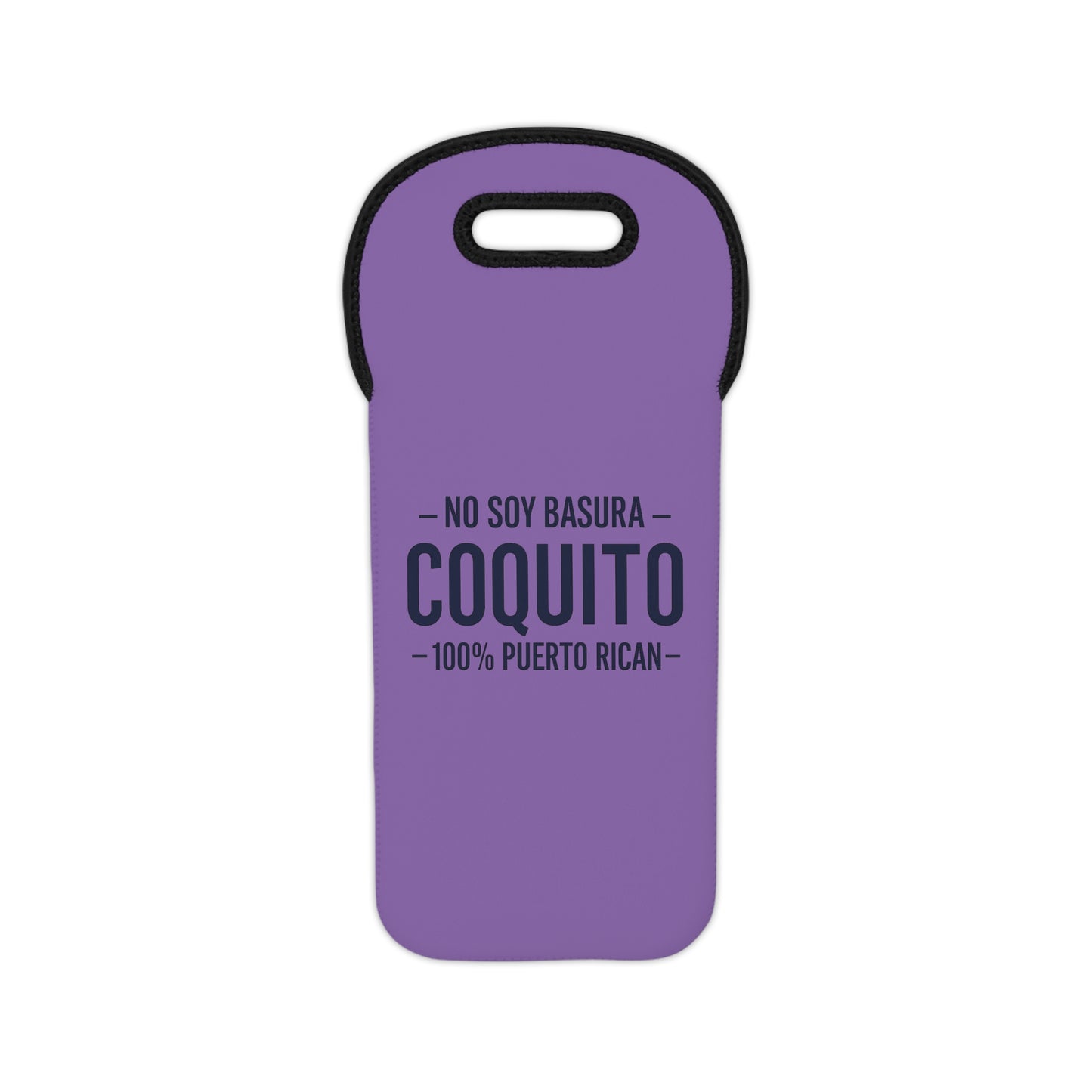 Lavender Coquito Tote Bag - "No Soy Basura Coquito" 100% Puerto Rican Neoprene Bottle Carrier