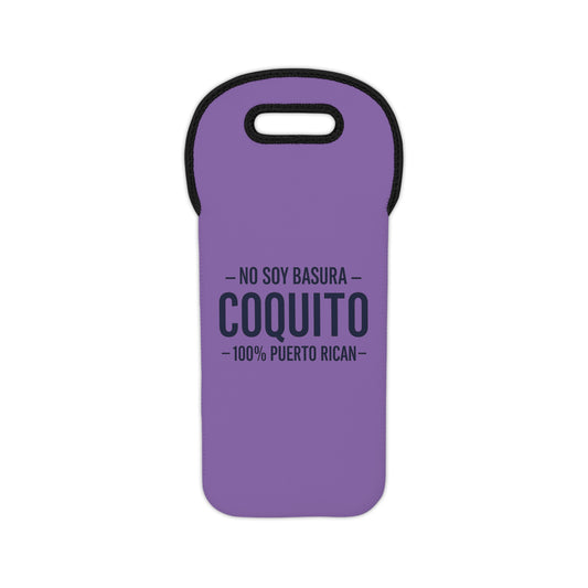 Lavender Coquito Tote Bag - "No Soy Basura Coquito" 100% Puerto Rican Neoprene Bottle Carrier