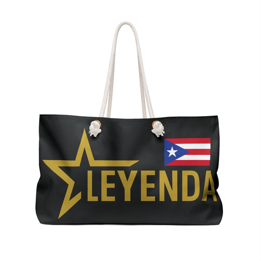 Puerto Rican LEYENDA Weekender Bag In Fashion Black  — Travel Duffel for Cultural Pride & Weekend Getaways