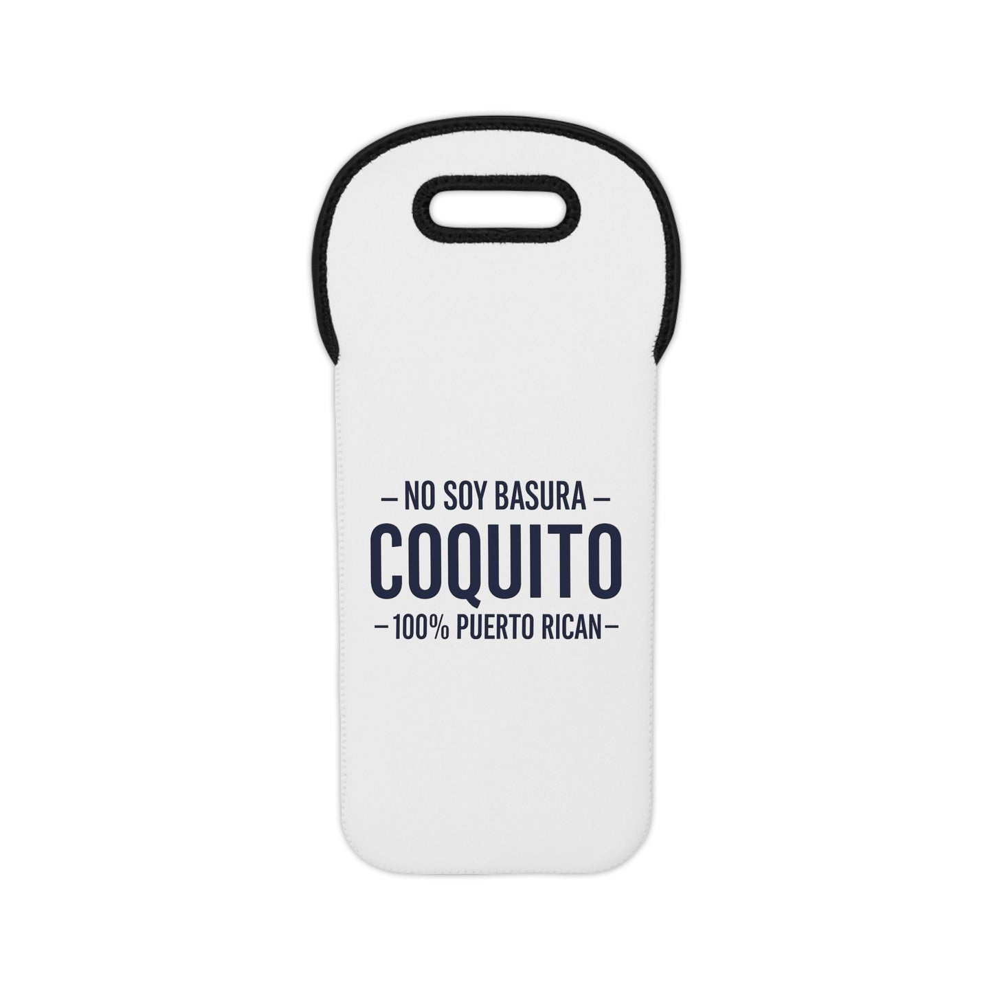 Coquito White Tote Bag — "No Soy Basura Coquito" Puerto Rican Bottle Carrier