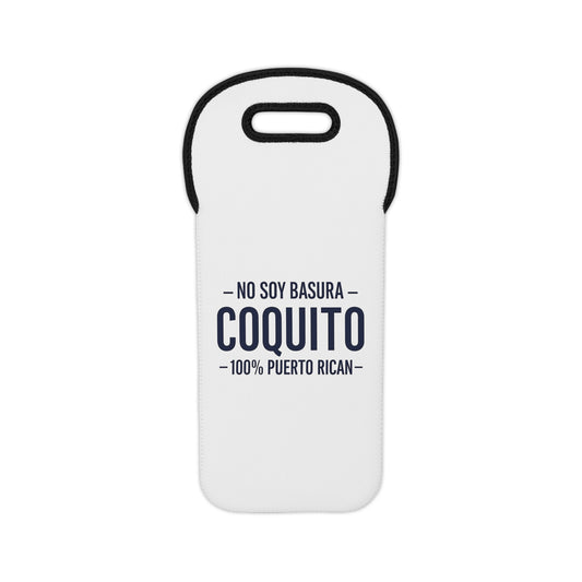 Coquito White Tote Bag — "No Soy Basura Coquito" Puerto Rican Bottle Carrier