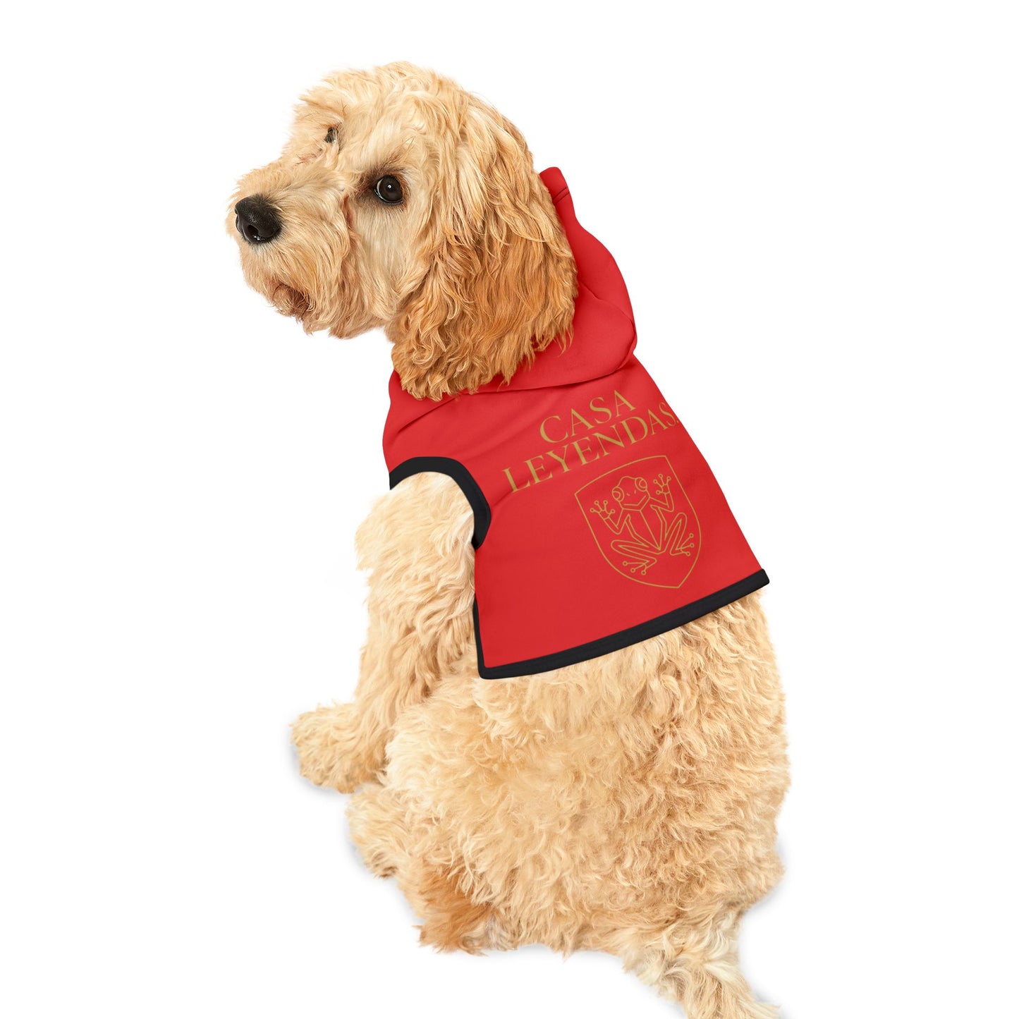 Casa Leyendas Pet Hoodie — Gold Crest Dog & Cat Hoodie (Red)