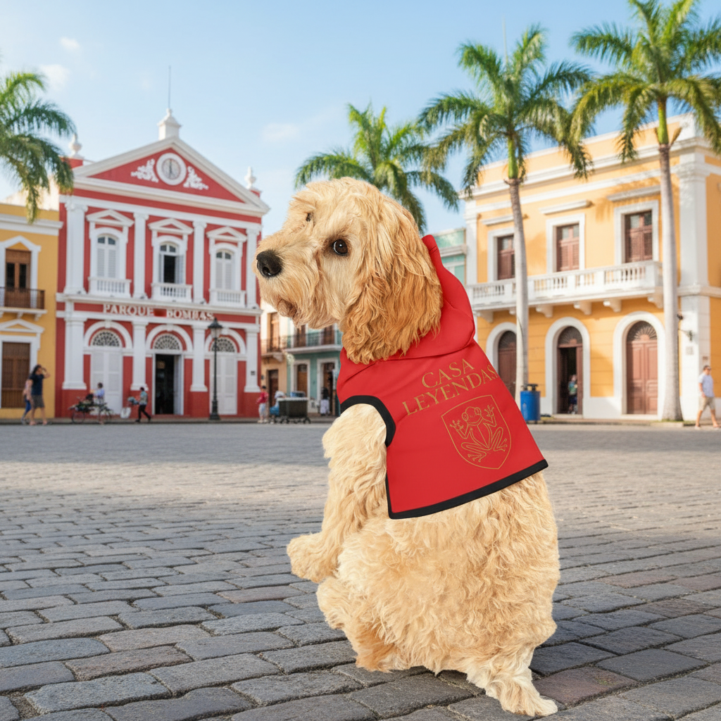 Casa Leyendas Pet Hoodie — Gold Crest Dog & Cat Hoodie (Red)